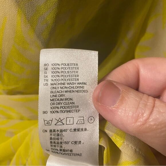 H&M Sheer Yellow pattern Wrap Kimono Top with belt size 12 - Picture 8 of 12